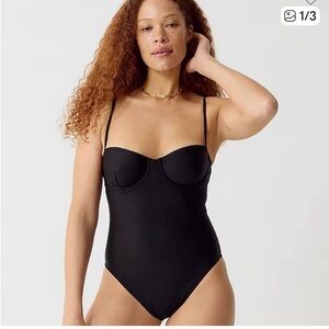 J. Crew Elegant Black Underwire One Piece Swimsuit